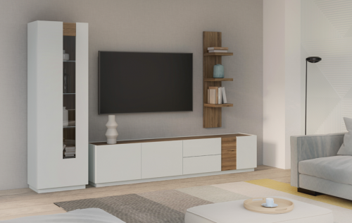 Гостиная Forte LEWISVILLE Wall unit combination _01 Серый/Дуб Валенсия