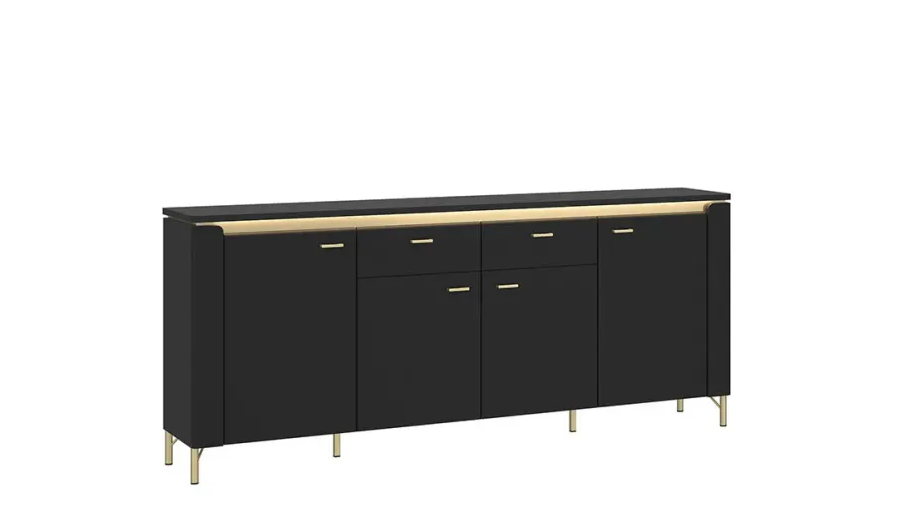 Комод TOP- Норика (NORICA) 4Д 2Ш Черный матовый  