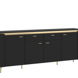 Комод TOP- Норика (NORICA) 4Д 2Ш Черный матовый  
