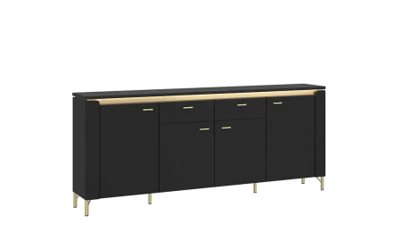 Комод TOP- Норика (NORICA) 4Д 2Ш Черный матовый  