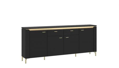 Комод TOP- Норика (NORICA) 4Д 2Ш Черный матовый  