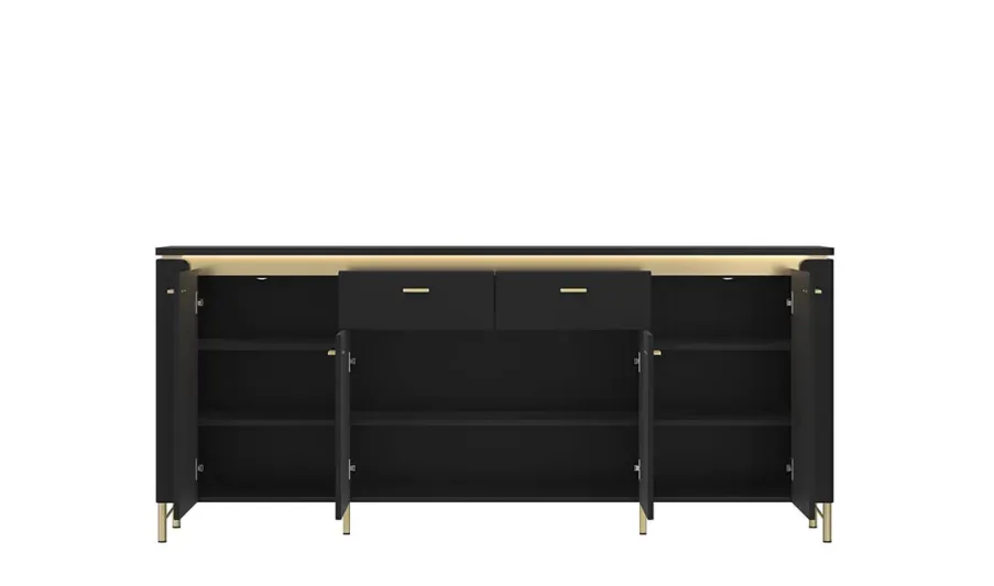 Комод TOP- Норика (NORICA) 4Д 2Ш Черный матовый  
