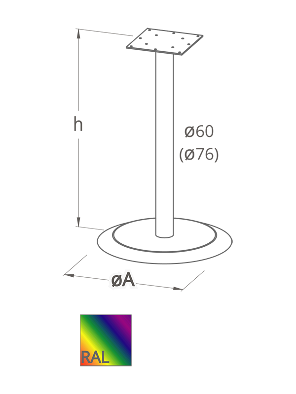 Опора для стола STL- VERONA TOP INOX (основание Ø 53 см, высота 57 см, 72 см и 110 см)