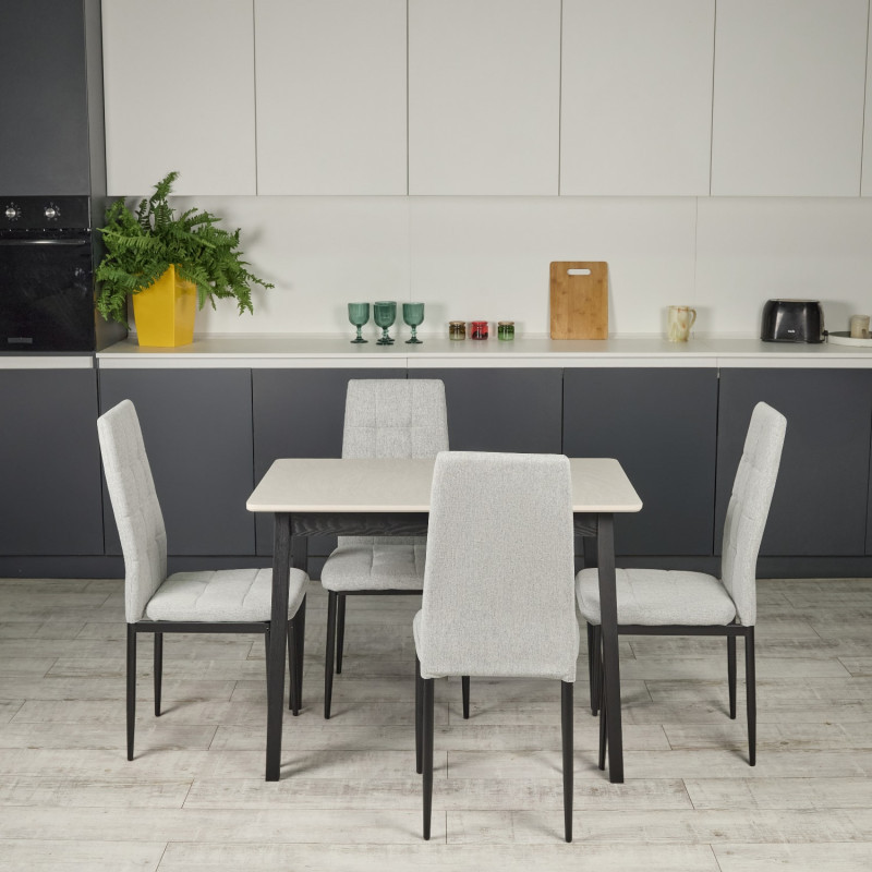 Комплект кухонной мебели Ont- Антонио 120 Серо-бежевый + 4 Стула Tex светло-серые