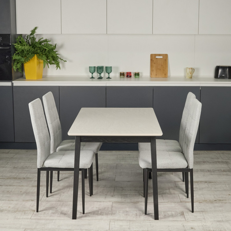 Комплект кухонной мебели Ont- Антонио 120 Серо-бежевый + 4 Стула Tex светло-серые
