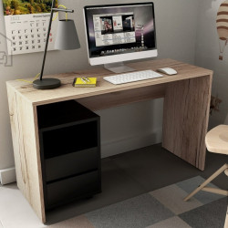 Комплект письменный стол + тумба Helvetia AGAPI 24NWLZ07 (натуральный дуб/черный оникс)