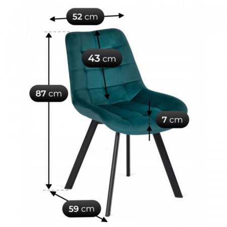 Стул обеденный MEBEL ELITE RICK бирюзовый велюр