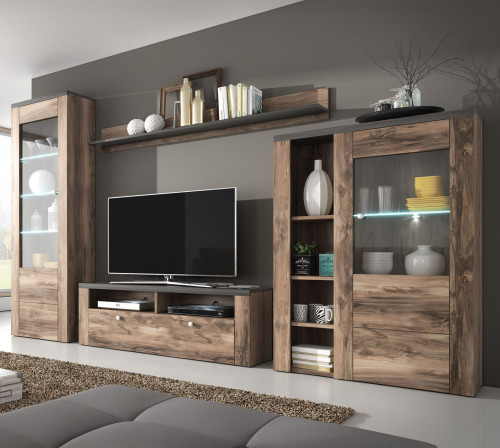 Стенка в гостиную Helvetia LARONA 24Z6DZ10 (сатиновый нуссбаум)
