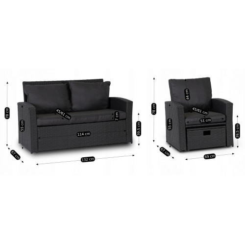 Комплект модульной садовой мебели Siesta  Флорида (черный)