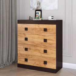 Комод на 5 шухляд EVR- Соната-3 венге + крафт золотой