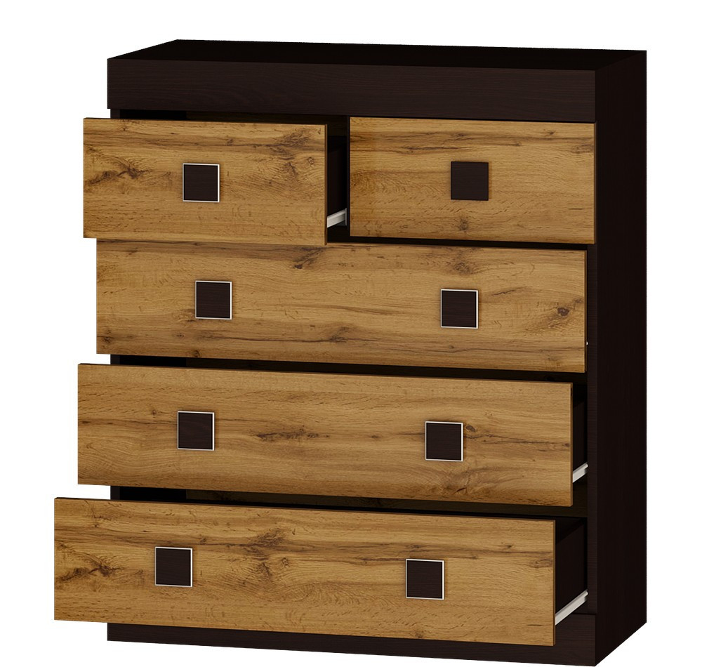 Комод на 5 шухляд EVR- Соната-3 венге + крафт золотой