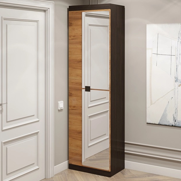 Шкаф распашной на 2 двери EVR- Соната-600 венге + фасад крафт золотой