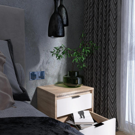 Тумба прикроватная EVR- Сити-450 дуб Сонома + фасад белый