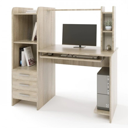 Стол компьютерный с надстройкой EVR- Лира дуб Сонома