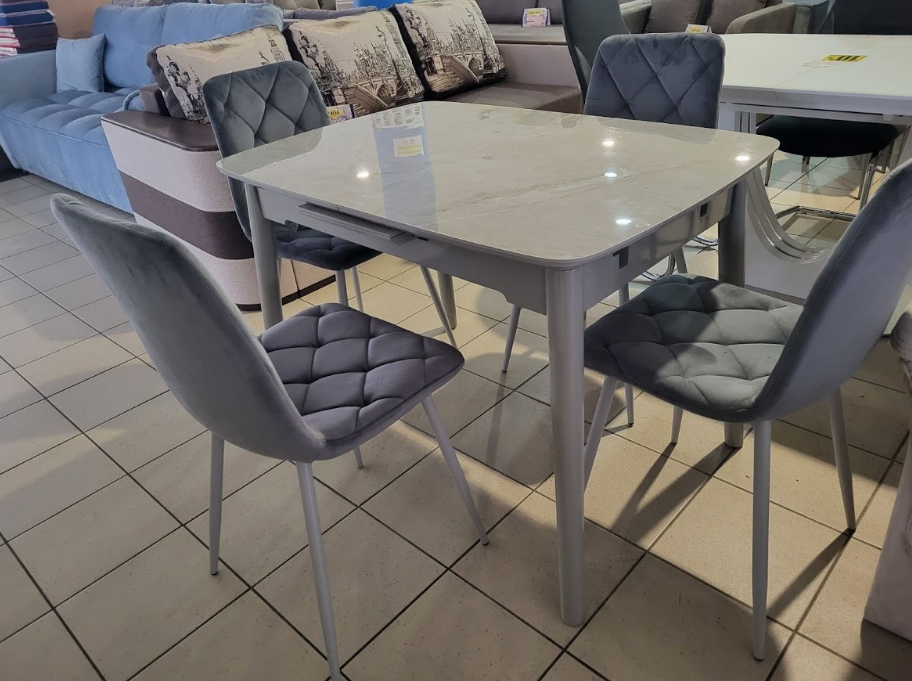 Стол обеденный модерн VTR- TM-84 калакатта мрамор + серый 