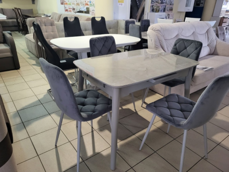 Стол обеденный модерн VTR- TM-84 калакатта мрамор + серый 
