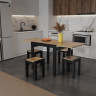 Стол + 4 табуретки ViA- Крос (черный/дуб тахо)