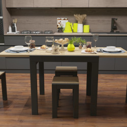 Стол + 4 табуретки ViA- Крос (черный/дуб тахо)