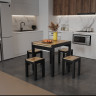 Стол + 4 табуретки ViA- Крос (черный/дуб тахо)