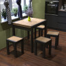 Стол + 4 табуретки ViA- Крос (черный/дуб тахо)