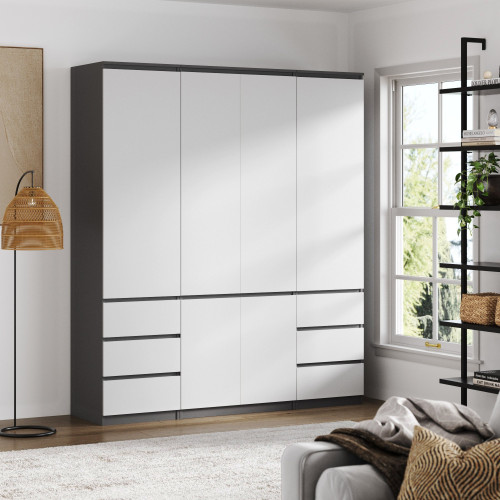 Комплект (ШК-80стиль + ШК-стиль-4ф 2 шт) KOD- ШК-180 стиль (белый фасад)