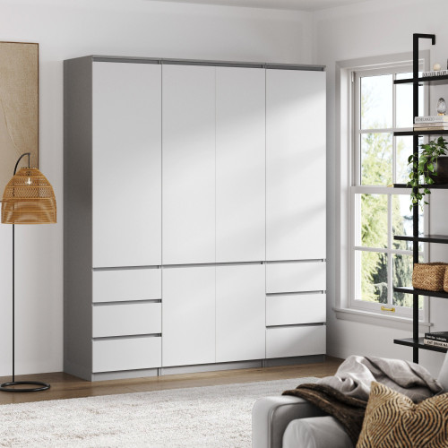 Комплект (ШК-80стиль + ШК-стиль-4ф 2 шт) KOD- ШК-180 стиль (белый фасад)