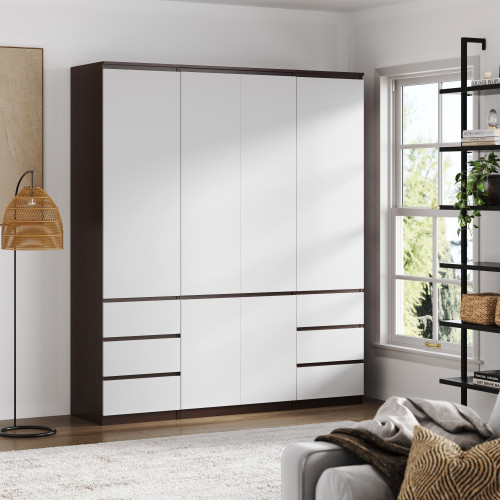 Комплект (ШК-80стиль + ШК-стиль-4ф 2 шт) KOD- ШК-180 стиль (белый фасад)