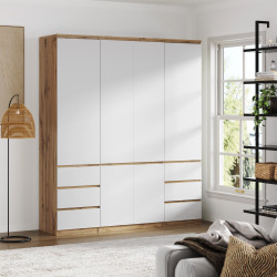 Комплект (ШК-80стиль + ШК-стиль-4ф 2 шт) KOD- ШК-180 стиль (белый фасад)