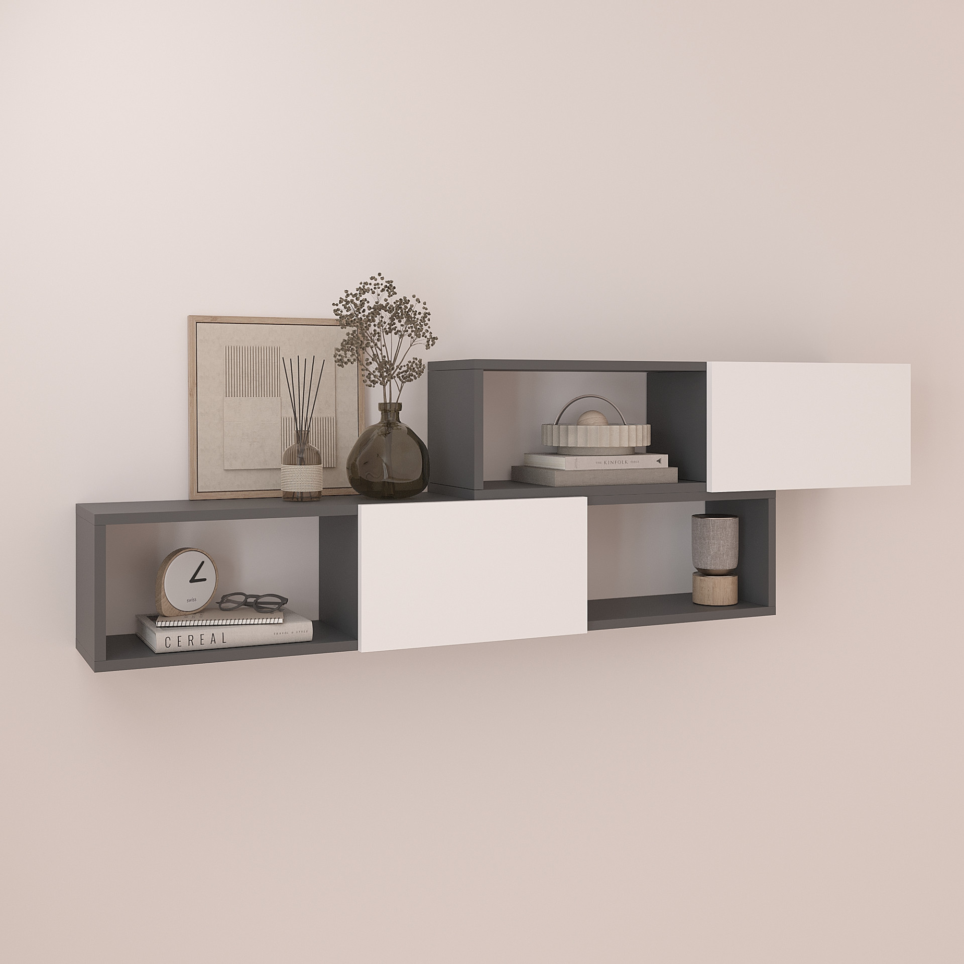 Полка навесная настенная 46х150х22 см KOD- ПК-9 (белый фасад)