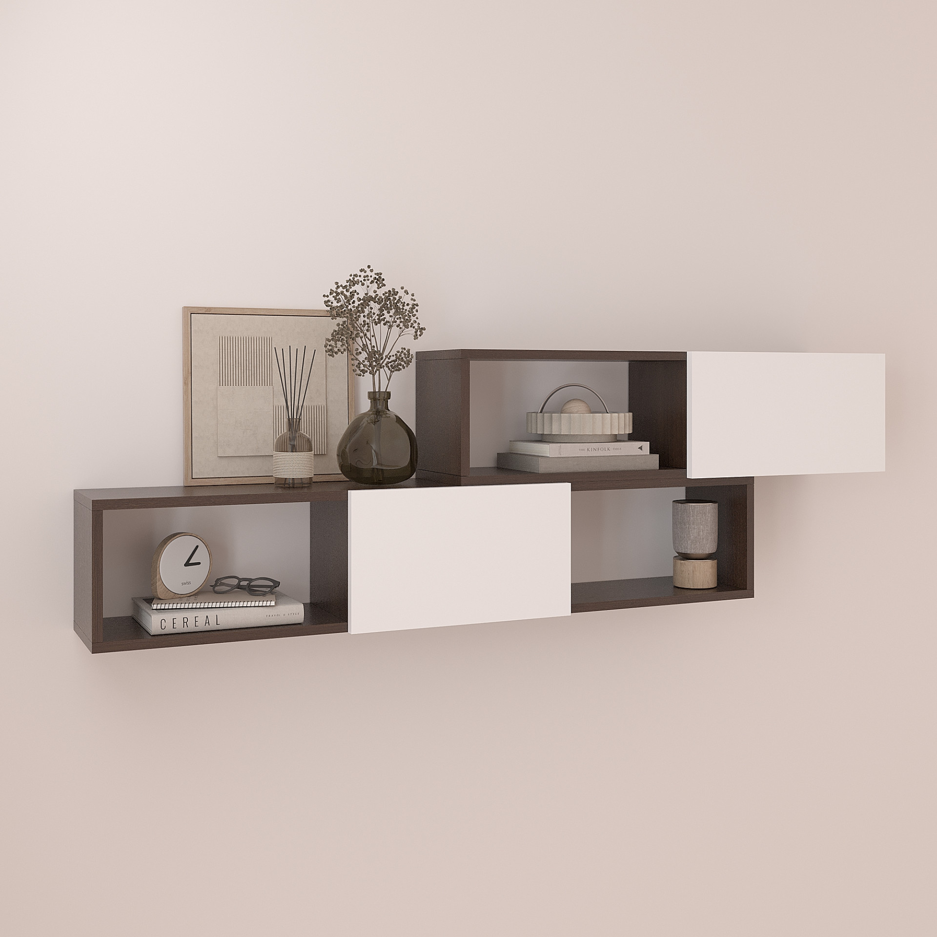 Полка навесная настенная 46х150х22 см KOD- ПК-9 (белый фасад)