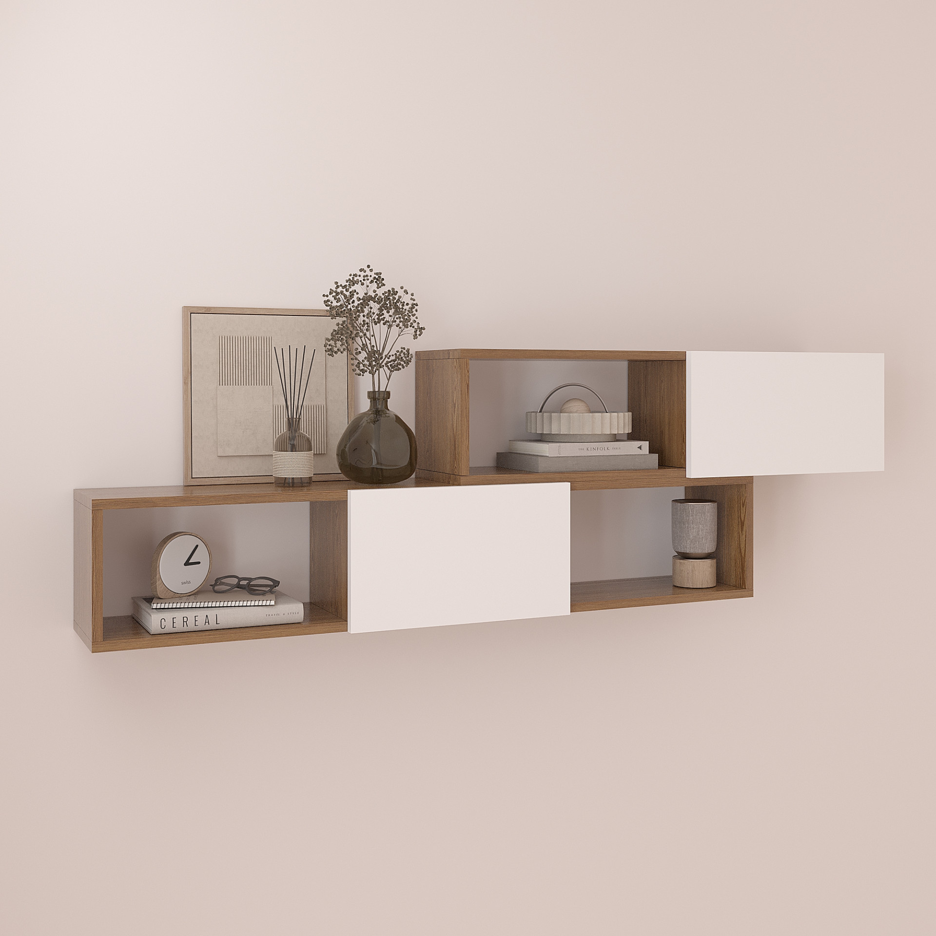 Полка навесная настенная 46х150х22 см KOD- ПК-9 (белый фасад)