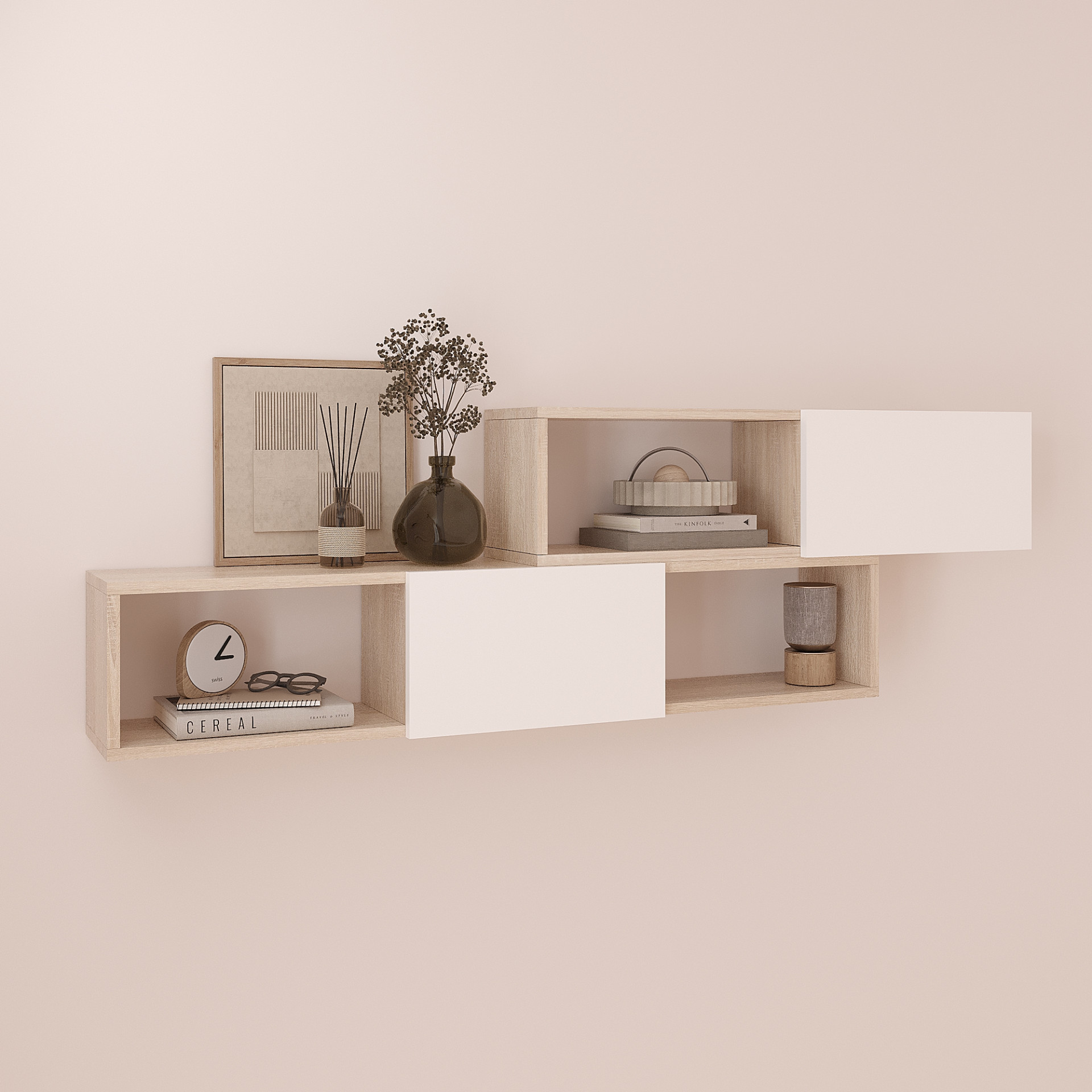 Полка навесная настенная 46х150х22 см KOD- ПК-9 (белый фасад)