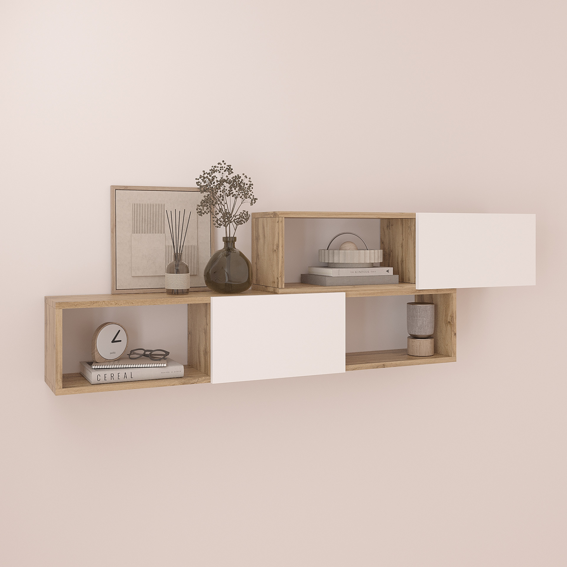 Полка навесная настенная 46х150х22 см KOD- ПК-9 (белый фасад)