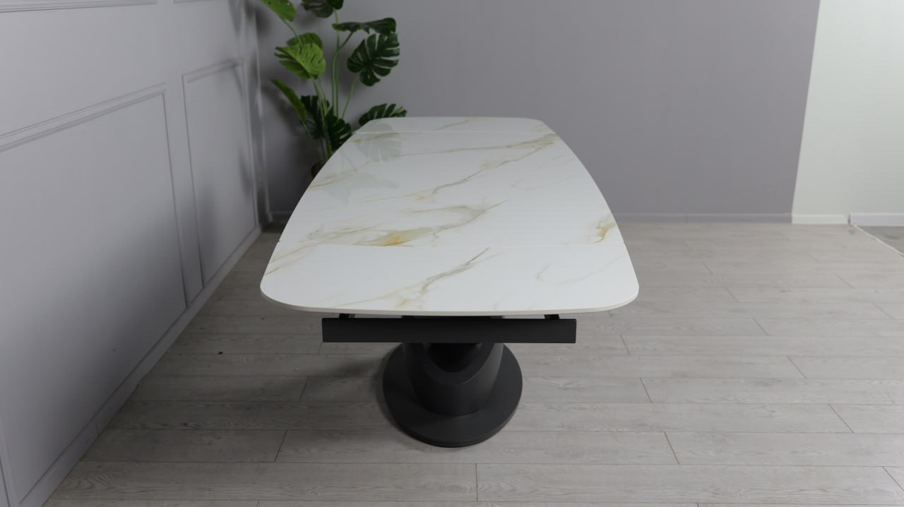 Стол керамический TOP- Ричмонд молочный глянец/ графит