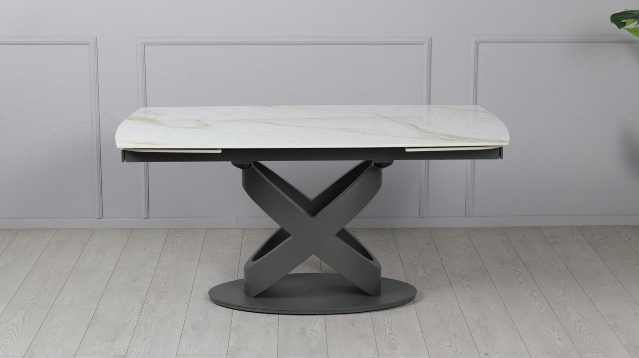 Стол керамический TOP- Ричмонд молочный глянец/ графит