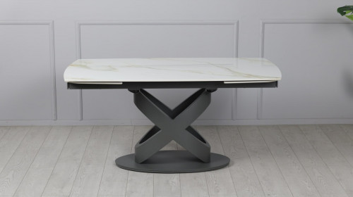 Стол керамический TOP- Ричмонд молочный глянец/ графит