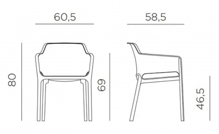 Комплект Nardi DEI- стол Clipx 70 см + 4 кресла Net, Bianco