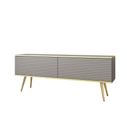 Тумба под ТВ Perfect Home Оро / Oro RTV135 MDF 2-дверная с золотыми ножками Серый