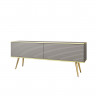 Тумба под ТВ Perfect Home Оро / Oro RTV135 MDF 2-дверная с золотыми ножками Серый