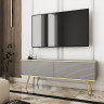 Тумба под ТВ Perfect Home Оро / Oro RTV135 MDF 2-дверная с золотыми ножками Серый