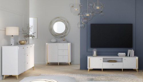 Комод Forte FORREST HILLS FTHK231B белый-золото