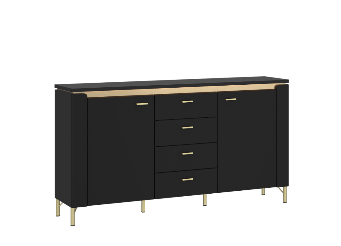 Комод TOP- Норика (NORICA) 2Д 4Ш Черный матовый  