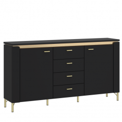 Комод TOP- Норика (NORICA) 2Д 4Ш Черный матовый  