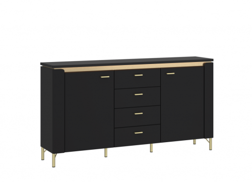 Комод TOP- Норика (NORICA) 2Д 4Ш Черный матовый  