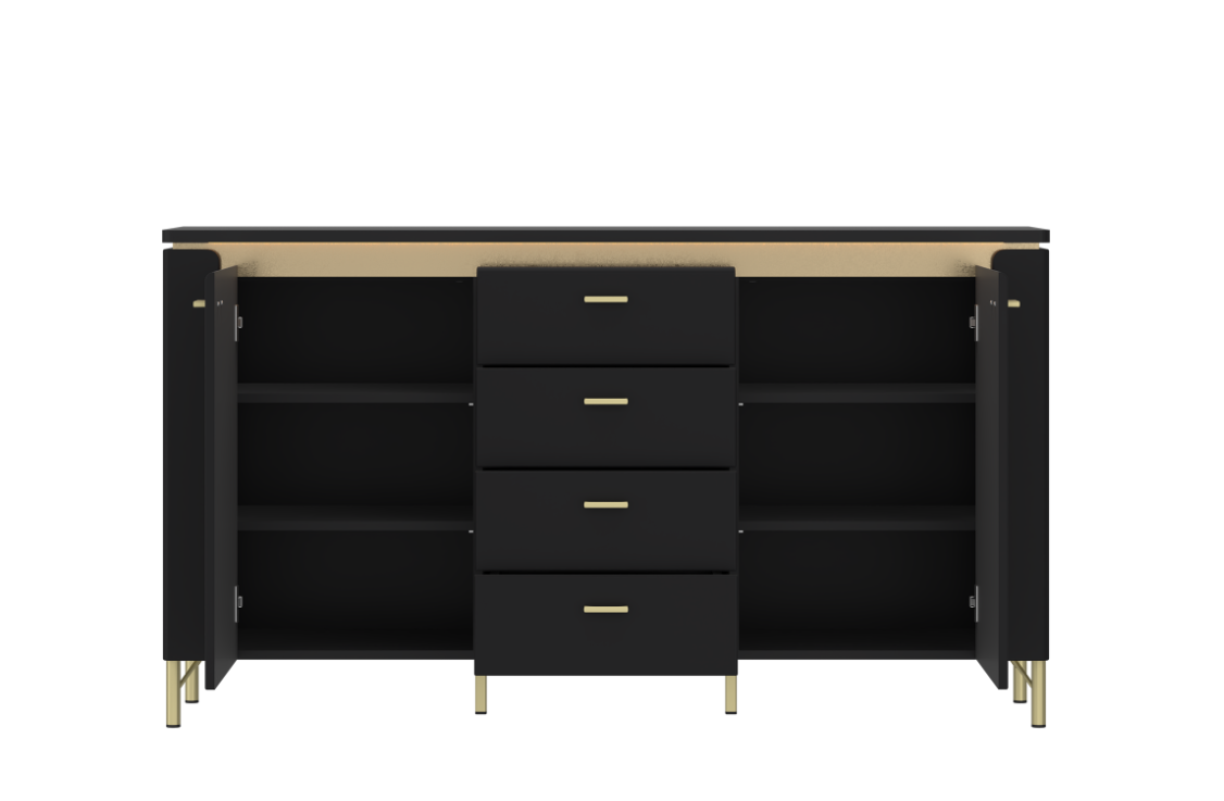 Комод TOP- Норика (NORICA) 2Д 4Ш Черный матовый  