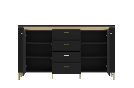 Комод TOP- Норика (NORICA) 2Д 4Ш Черный матовый  