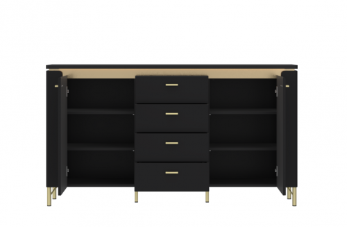 Комод TOP- Норика (NORICA) 2Д 4Ш Черный матовый  