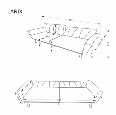 Диван раскладной HALMAR LARIX (серый)