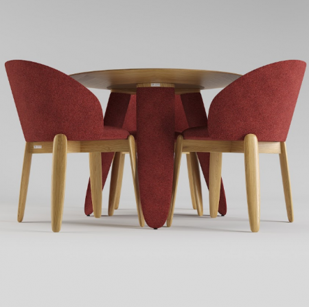 Стол обеденный LVK- Rino диаметр 100 дуб маркетри/ Node 09