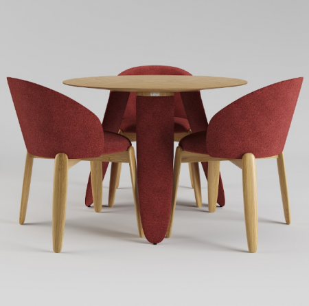 Стол обеденный LVK- Rino диаметр 100 дуб маркетри/ Node 09